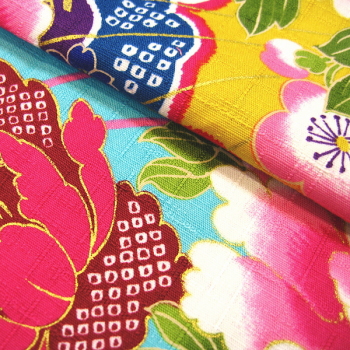 金彩牡丹と桜の柄　義若オリジナルの鯉口シャツ（ダボシャツ）
